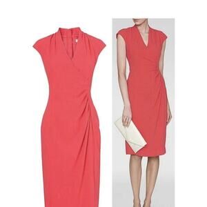 Elegant Coral Wrap Dress